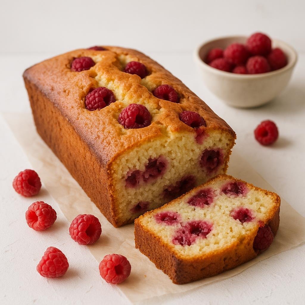 Cake aux framboises : recette facile et moelleuse